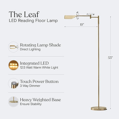 Brightech Leaf Pharmacy LED Reading Lamp, Dimmable Floor Lamp - Image 4