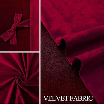 JIUZHEN Wine Red Velvet Curtains 72 inches Blackout Curtains - Image 5