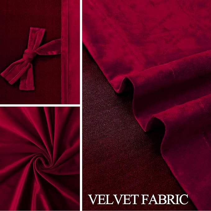 JIUZHEN Red Velvet Curtains 84 inches - Image 5