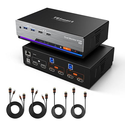 TESmart 8K@60Hz HDMI KVM Switch 2 Monitors 2 Computers USB 3.0, HDMI KVM Switch by TESmart