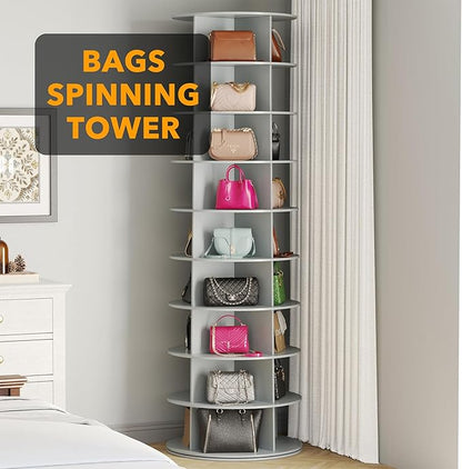 SpaceAid 9 Tier Rotating Shoe Rack Tower, Spinning Shoe Display Lazy Susan - Image 5