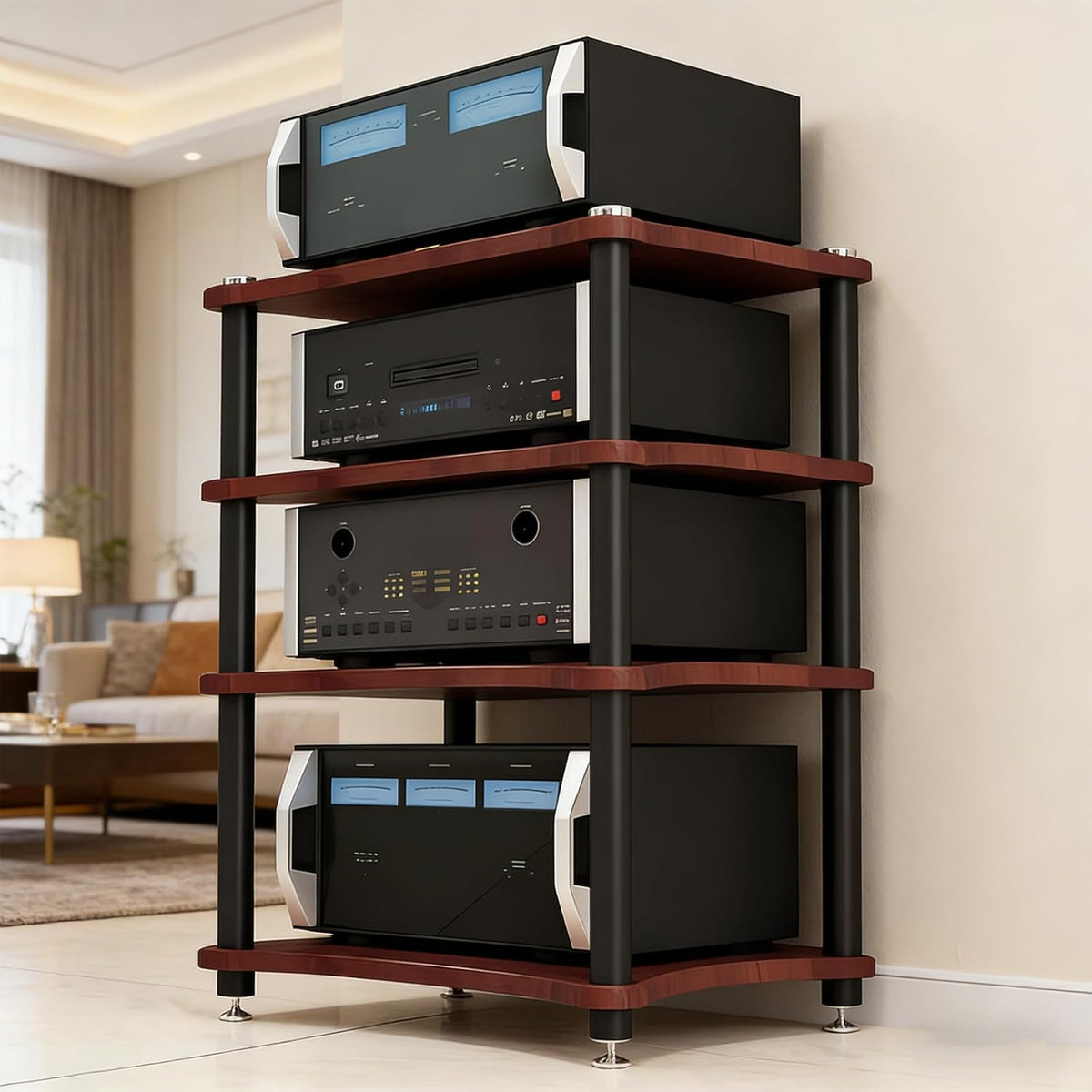 heavy duty 4-tier av media stand, 352 lb, main product view