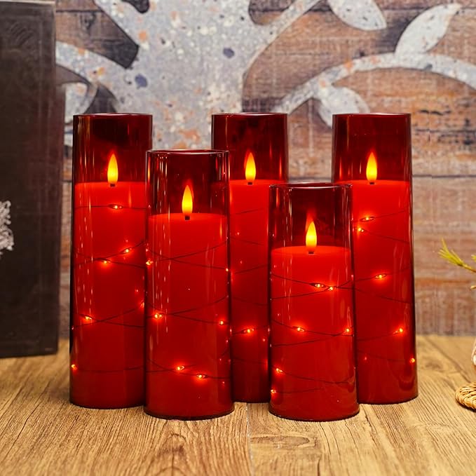 Flameless Candles with Embedded Star String, Battery Operated LED Pillar - Image 4