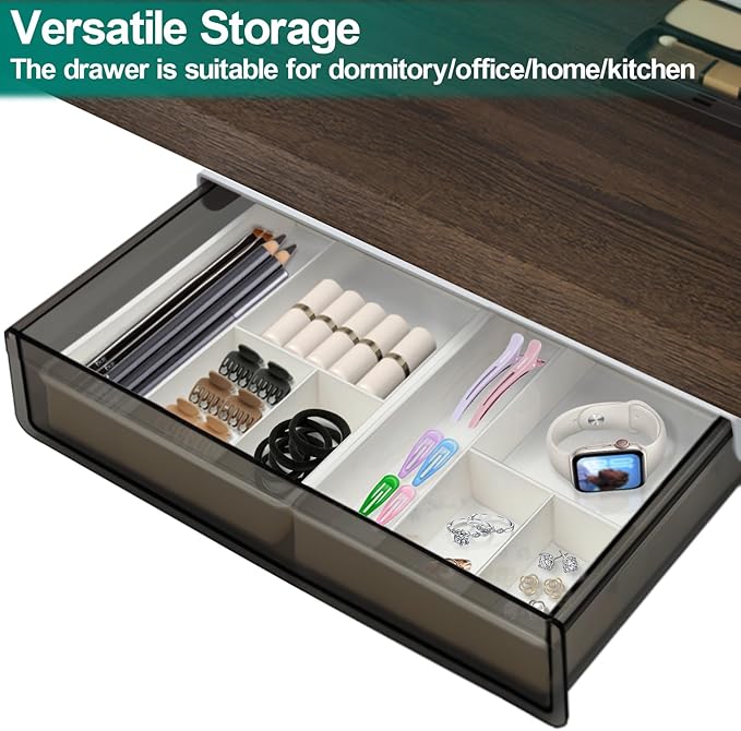 Large Under Desk Table Drawer Storage Organizer, Slide Out Drawer - Image 7
