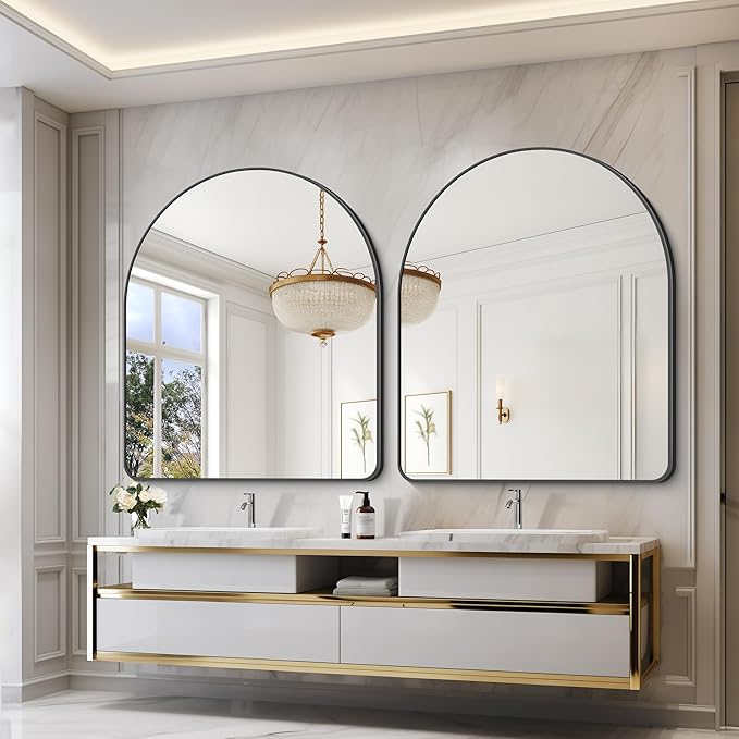 GLASHOM Arched Bathroom Mirror, Wall Mounted Mirror, Living Room, Vertically - Image 9