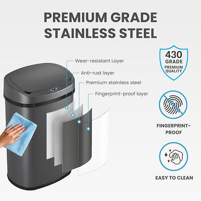 iTouchless 13 Gallon Oval Sensor Trash Can - Image 5