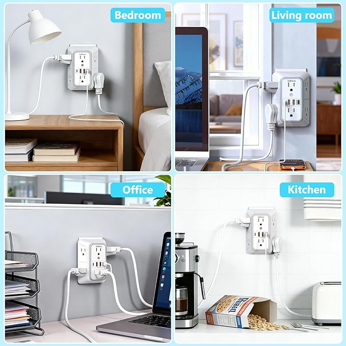 JcBlaon Multi Plug Outlet Surge Protector, Wall Charger - Image 8