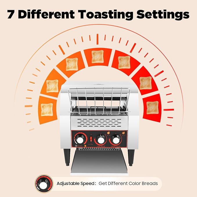 Conveyor Toaster, 2200W 300Pcs/H Electric Commercial Toasting Bread Bagel Home - Image 4