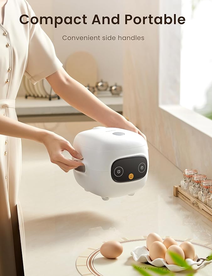 COMFEE' Mini Rice Cooker 4 Cups Cooked/2 Cups Uncooked, Portable Non-Stick rice - Image 2