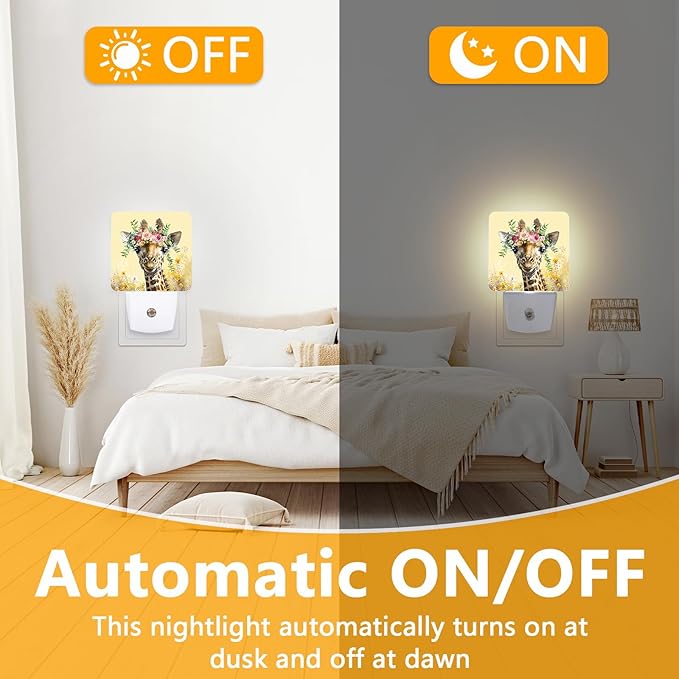 GANTINIR Giraffe Flower Night Light, Plug-into Nightlight White LED Lamp - Image 6