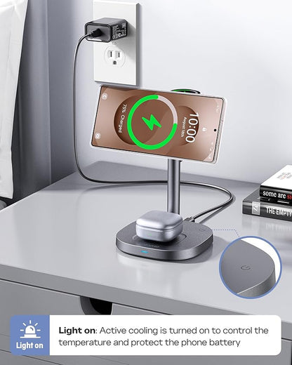 Magnetic Wireless Charger for Samsung, Qi2 Certified Fast 15W 3 in 1 Charging - Image 7