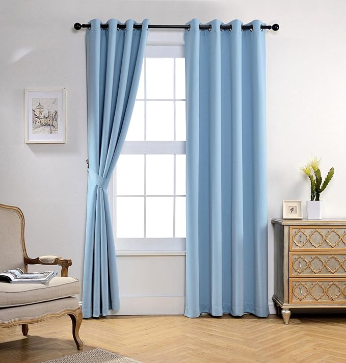 MIUCO Room Darkening Soild Grommet Blackout Curtains Panels - Image 2