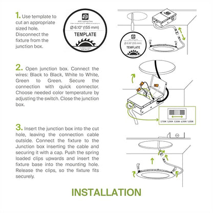 ASD 12 Pack LED Recessed Lighting 6 Inch 15W, 5 CCT 2700K-5000K CRI90+ - Image 8