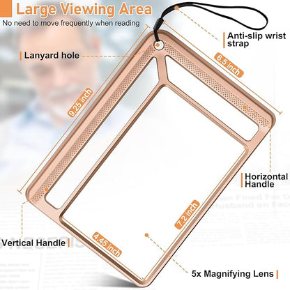 5X Full Page Magnifying Glass for Reading, Lightweight Rectangular Magnifier - Image 4