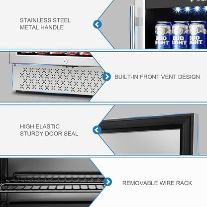 Tylza 24 Inch Beverage Refrigerator, 190 Can Capacity, Glass Door, Advanced - Image 5