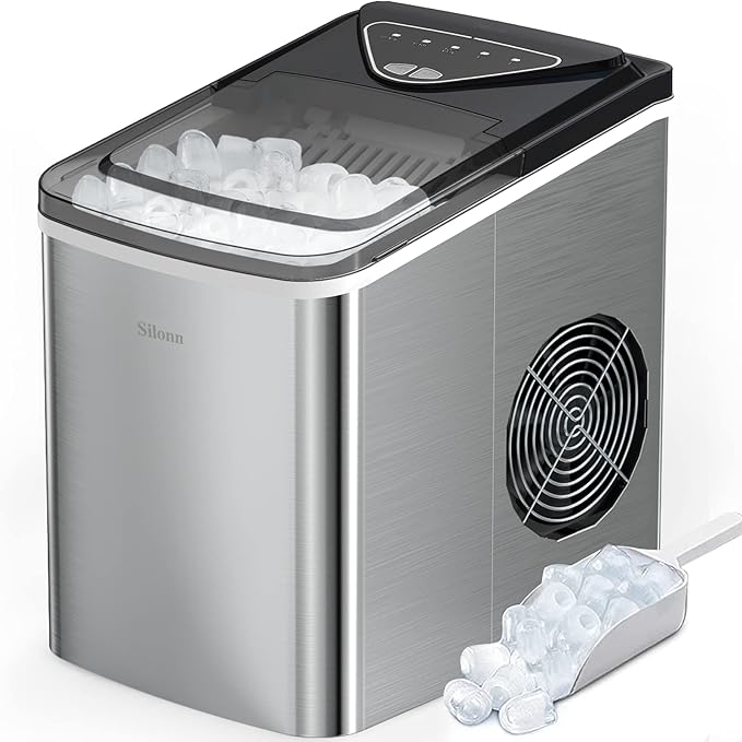 Silonn Ice Makers Countertop, 9 Cubes Ready in 6 Mins, 26lbs in 24Hrs, by Silonn