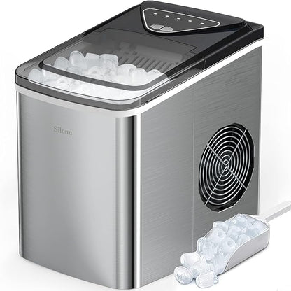 Silonn Ice Makers Countertop, 9 Cubes Ready in 6 Mins, 26lbs in 24Hrs, by Silonn