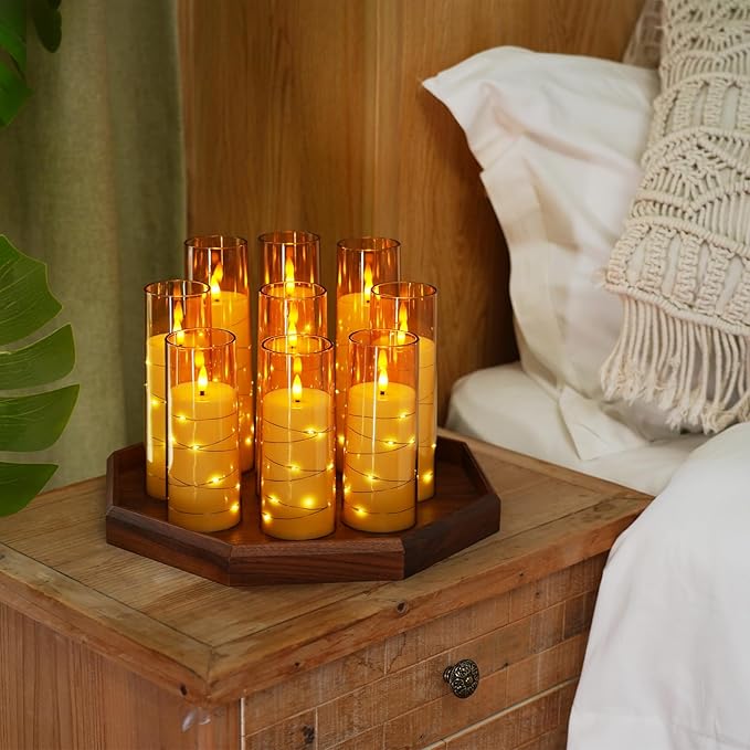 Raycare Flameless Candle with Remote Timer – 9 Flickering Acrylic Battery Ope...