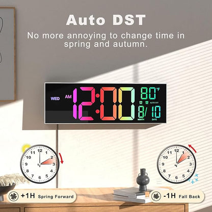 JALL 16" Large Digital Wall Mount Clock, Count Down Timer, Big LED, 8 RGB Color - Image 5