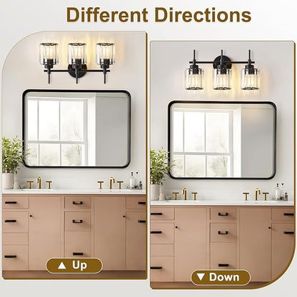 EJIAXIN 3 Light Crystal Vanity Light, Bathroom Lighting Fixtures Over Mirror - Image 4