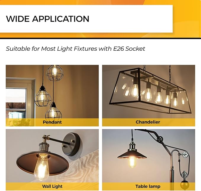 Hizashi Vintage LED Edison Bulb Dimmable, 6W Equivalent 60W, 3000k Soft White - Image 6