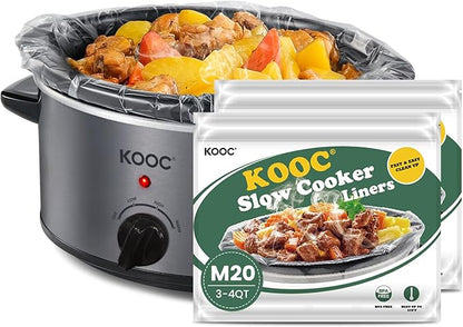 KOOC Slow Cooker Liners 11"x17" 20 count Middle Size Disposable Plastic Bags by KOOC