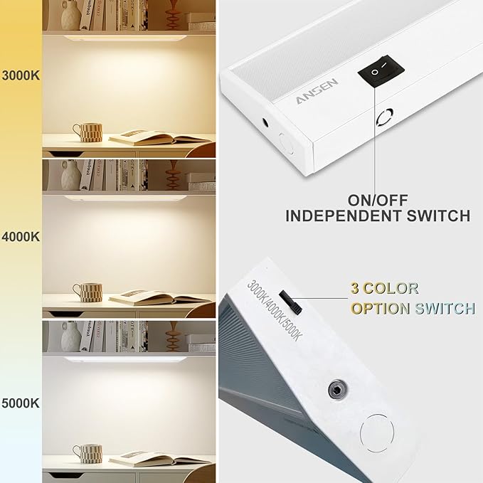 Ansen 2Packs of Under Cabinet Lighting Hardwired, 24in 18W 1237LM Dimmable Led - Image 2