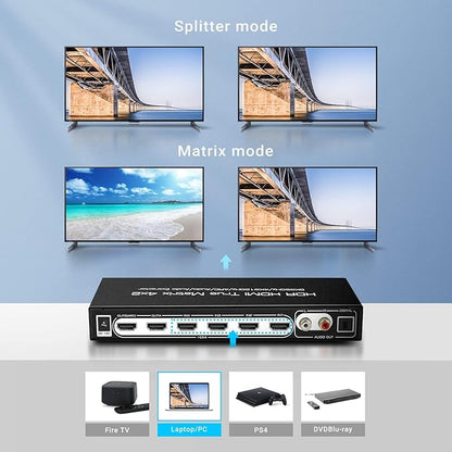 FERRISA 8K 4X2 HDMI Matrix 4 in 2 Out HDMI 2.1 Matrix HDMI Video Switcher - Image 3