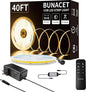 BUNACET COB LED Strip Light 40ft/12m Warm White 3000K High Lumen CRI 90+ by BUNACET