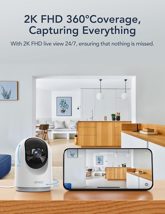 GNCC Indoor Security Camera, 2K Cameras - Image 3