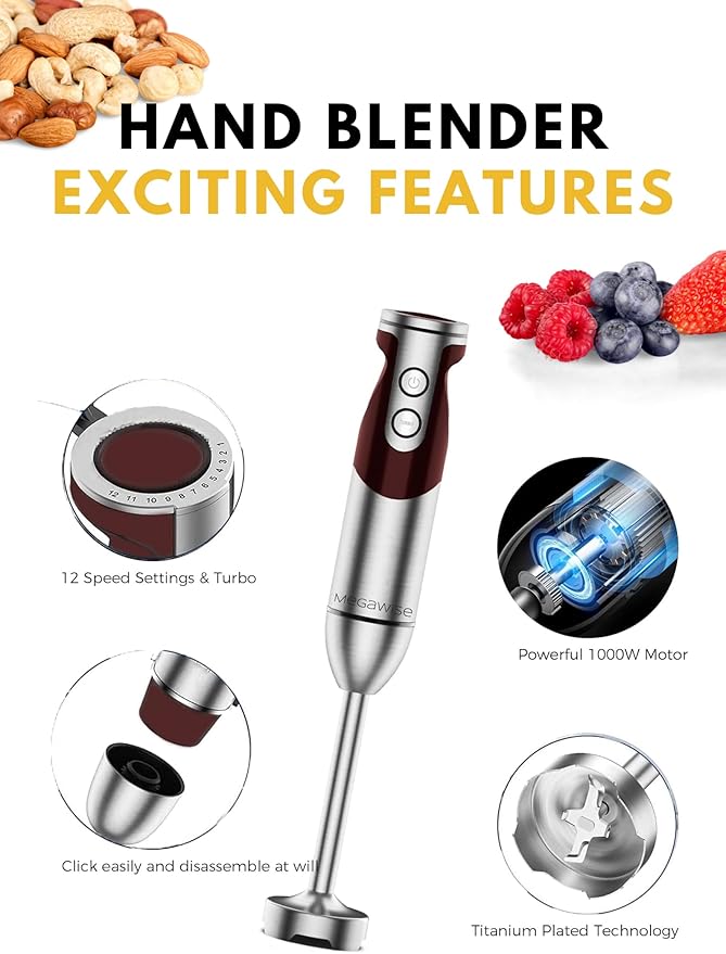 MEGAWISE new Hand Blender Series Single Hand Blender, no attachments, Includes - Image 5