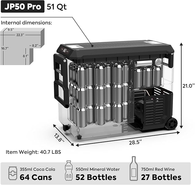 ICECO JP50 Pro Portable Refrigerator, 12Volt Car Fridge Freezer, Compact - Image 3