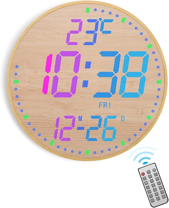 GLOKUUCA 12" Large Digital Wall Mount Clock, Count Down Timer, Big LED by GLOKUUCA
