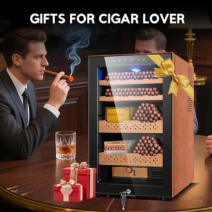 Tylza Leather Trim Cigar Humidor, 70L Cigar Humidor Cabinet - Image 9