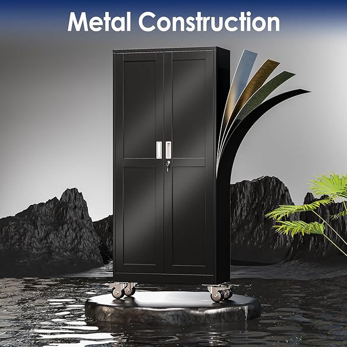 61" H Metal Garage Storage Cabinet, Rolling Tool Cabinet - Image 3