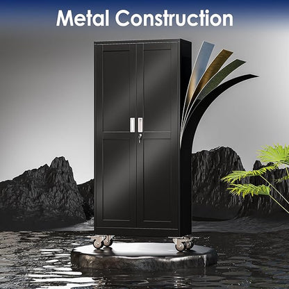 61" H Metal Garage Storage Cabinet, Rolling Tool Cabinet - Image 3