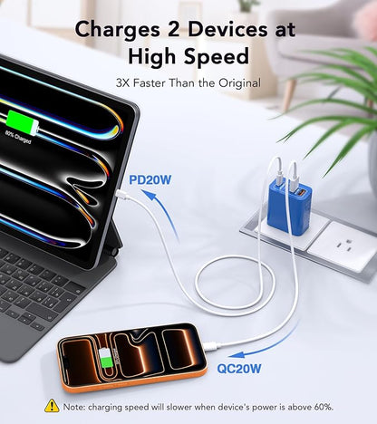 40W USB C Super Fast Charger Cube, 2 Pack PD + QC Charging Block Power Adapter - Image 3
