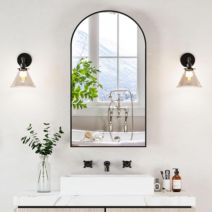 20x36 Black Arched Medicine Cabinet - Image 6