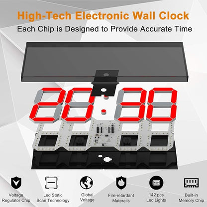 CHKOSDA LED Large Digital Wall Clock, Oversize Wall Clock - Image 6