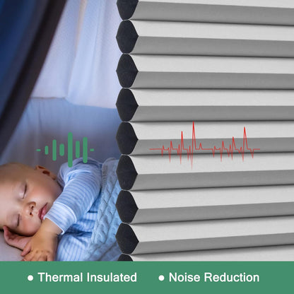 Tonature Custom Size Cellular Shades Cordless Blackout Roller Shades Bottom up Pleated Window Blinds Waterproof Thermal Insulated Honeycomb Blinds for Windows, Home and Office Dark Grey