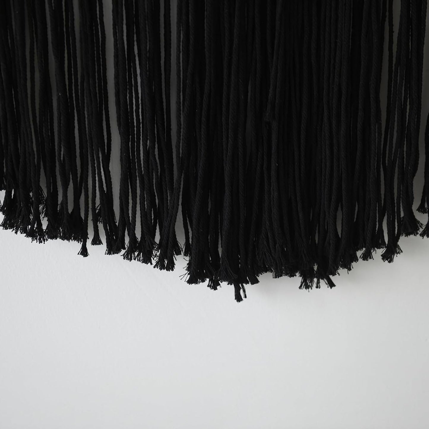 Macrame Wall Hanging Black Yarn Tapestry Boho Fiber Art Decor 57"W*43"L | Black Wall Hanging, Woven Fiber Art, Handmade Cotton Decor, Modern Boho Style, Statement Wall Accent, Handmade Craft