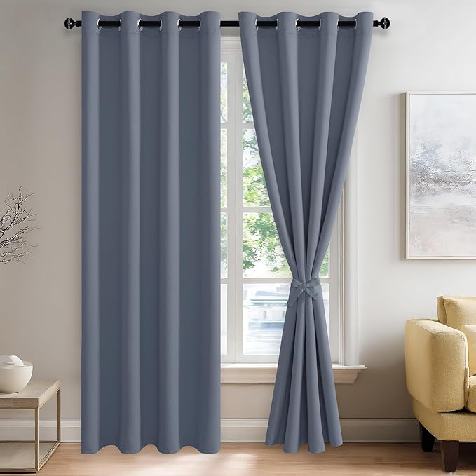 JIUZHEN Dusty Blue Blackout Curtains by JIUZHEN