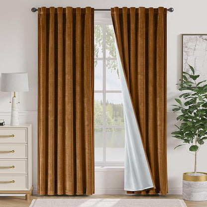 Lazzzy Velvet Blackout Curtains Thermal Insulated Curtains Room Window Drapes by Lazzzy