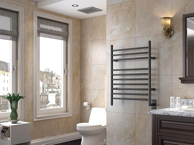 HEATGENE Towel Warmer Wall-Mounted Hardwired Heated Towel Rack Matte Black - Image 2