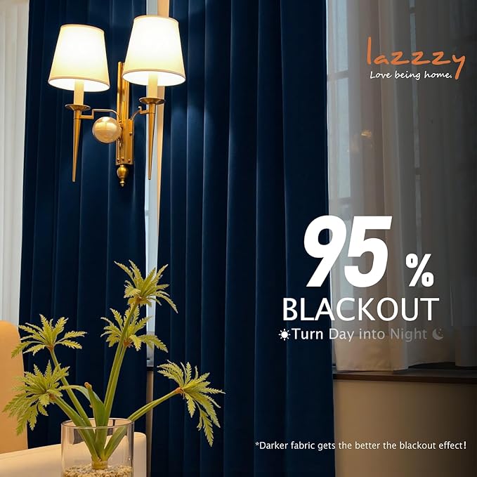 Lazzzy Velvet Blackout Curtains Thermal Insulated Room Window Drapes Super Soft - Image 9