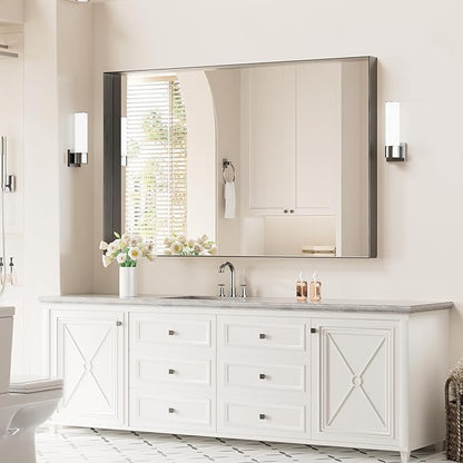 Koonmi 30x48 Inch Black Metal Framed Bathroom Mirror - Image 2