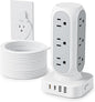 Flat Plug Power Strip Tower 15FT, 40W Total Fast Charging Station, Dual PD 20W by TenTrend