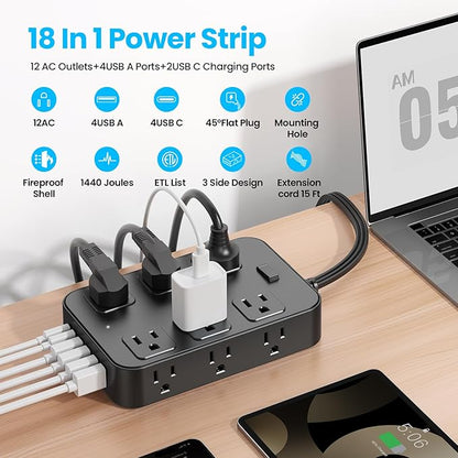 Solidock Flat Plug Power Strip Surge Protector - Image 2