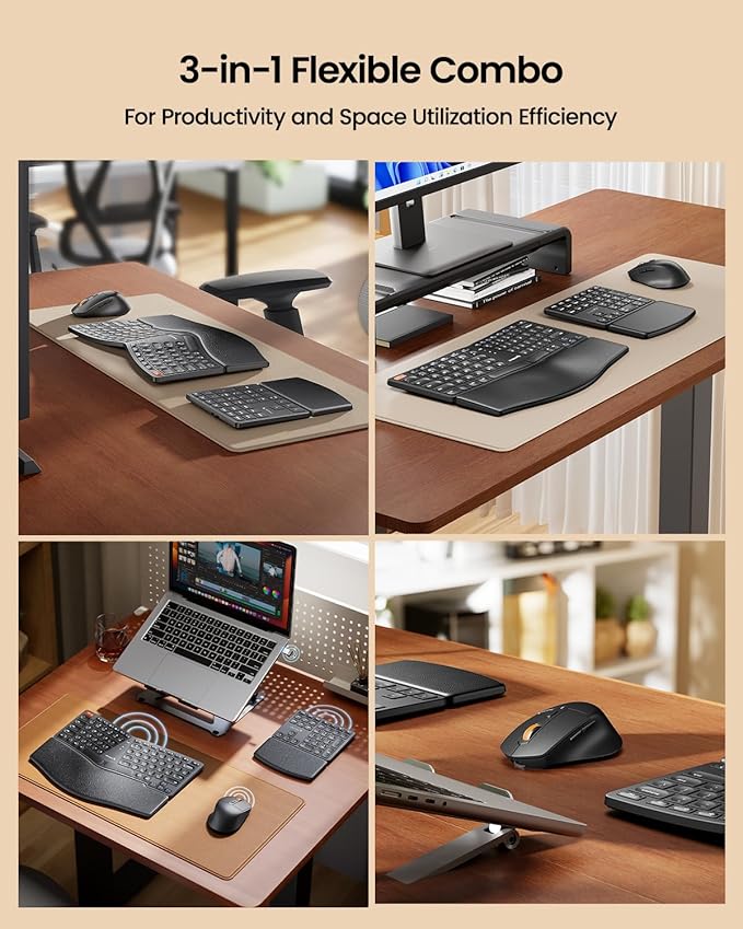 ProtoArc Ergonomic Keyboard Mouse, EKM04 2.4GHz USB Wireless Ergo Keyboard - Image 2
