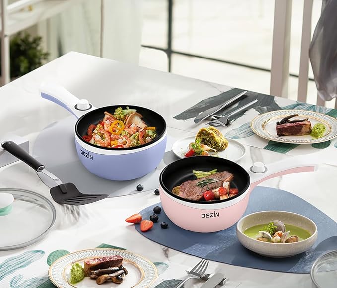Dezin Hot Pot Electric Upgraded, Non-Stick Sauté Pan, Rapid Noodles Electric Pot - Image 8